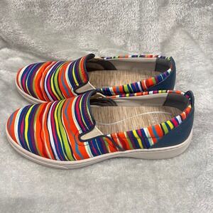 Dansko Belle Women Size 7.5 Multi Color Stripe Fabric Casual Slip-on